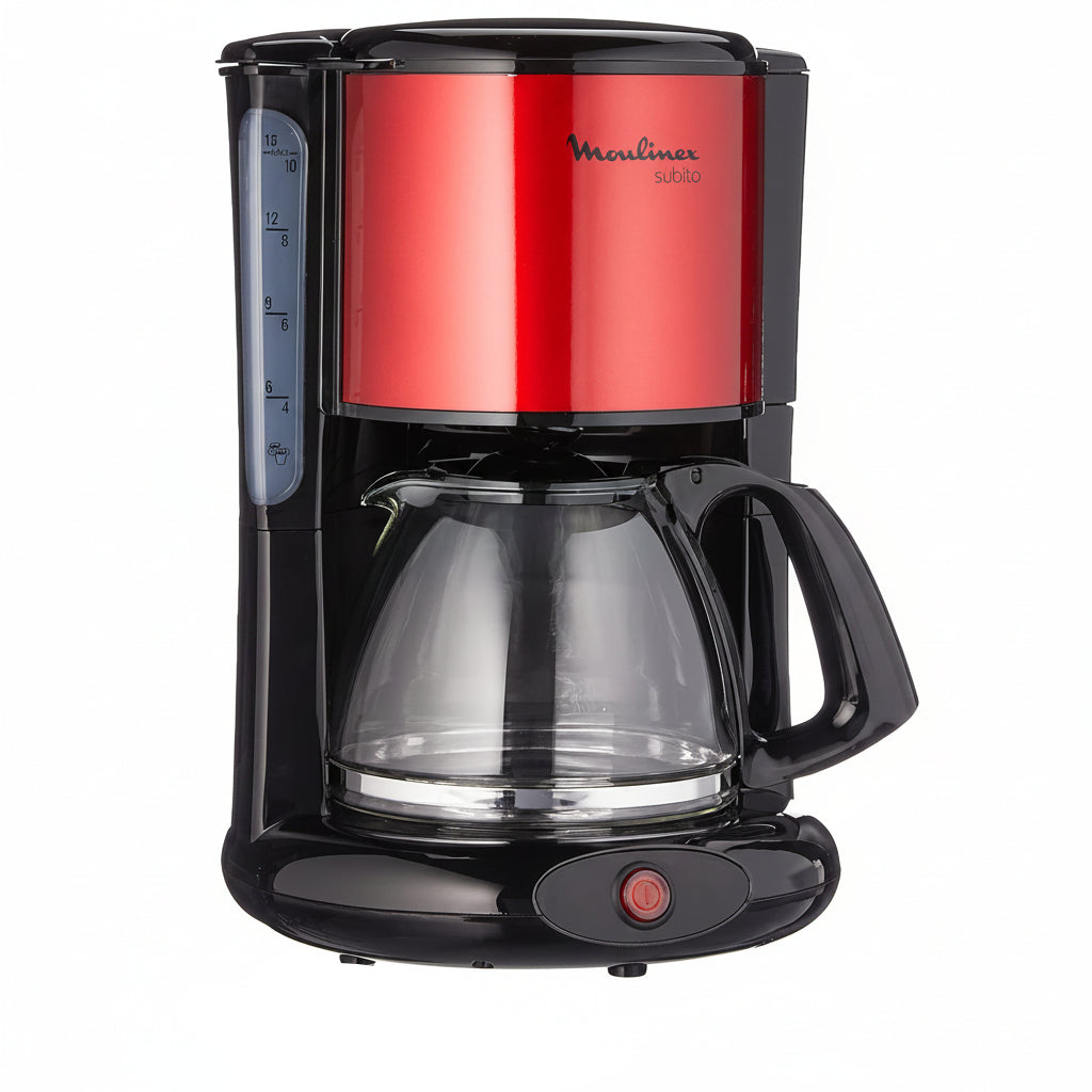 Moulinex Subito Drip Coffee Machine 1000W 1.25L Red/Black FG360D